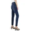 Jeans feminino verão azul escuro da cintura alta estirada jeans Slim Women 230311