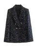 女性のスーツブレザーklkxmyt traf women's blazer set woman2 fuee autunt fashionwoolen blazersショーツ2ピースセットレディース服230311