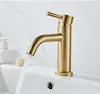 Bathroom Sink Faucets Bathroom Faucet Solid Brass Bathroom Basin Faucet Cold And Water Mixer Sink Tap Single Handle Deck Mounted Brushed Gold Tap 230311