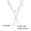 Anhänger Halsketten Sipuris Doppelte Kette Musik Note Halskette Für Frauen Edelstahl Vintage Goldene Choker Anhänger Schmuck Geschenke