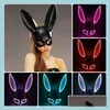 Maschere per feste Carnevale El Wire Bunny Mask Masquerade Led Rabbit Night Club Femmina per compleanno 220715 Drop Delivery Hom Dhu9S