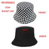 HBP New Wide FOXMOTHER Brim Blk White Plaid Check Bucket Hats Fishing Caps Women Mens P230311