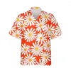 Mäns avslappnade skjortor 3d svart daisy blommor tryckt hawaiian kort ärmskjorta män sommar lös för harajuku toppar streetwear