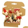 クリスマスの装飾ギフトマウスファミリードールハウスかわいいぬいぐるみの動物人形漫画子供おもちゃを落とすホームガーデンフェスティブパーツドービー