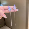 Schiena orecchini coreano elegante farfalla viola con strass nappa polsini dell'orecchio per le donne orecchini a clip gioielli di moda piercing finti