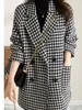 Trajes de mujer Blazers Otoño Mujer Moda Houndstooth Lana Blazer Abrigo Doble Botonadura Vintage Casual Traje Chaquetas Mujer Ropa de abrigo Chic Tops 230311