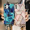 Cross-body Mobile Phone Cases Fashion Luxury Marble Grain Protective Cell Phone Case For Apple IPhone 11 12 14 13 plus pro max Square Triangle Back Cover With Strap