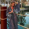 Damenbadebekleidung 2022 Frauen Badeanzug Cover Up Ärmel Kaftan Strand Tunika Kleid Robe de Plage Solide weiße Baumwolle Pareo Hoher Kragen Beachwear Y230311