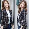 Women's Suits Blazers Women Plaid Suit Jacket Small All-Match Age Reduction Tops Female Relf-Cultivation Temperament Spring Autumn Small Suits106 230311