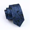 신랑 넥타이 Cummerbunds Mens Tie Blue Paisely Silk Hanky ​​CuffLinks Set Jacquard Woven Business Work 공식 회의 레저 드롭 DEL DHQSP