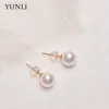 Charm Yunli Real 18K Gold Gold Natural Water Pearl Brincos pinos AU750 Gold Brincha Pins para mulheres Presente de jóias finas EA015 230310