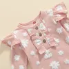 Rompers Citgeett Autumn Infant Baby Girls Casual Long Sleeve Jumpsuit Printing Button Romper Spring Clothes 230311