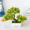 Fiori decorativi 1 set bonsai artificiali in plastica piccolo albero vaso pianta finta in vaso ornamenti da tavolo per l'home office tavolo arredamento da giardino