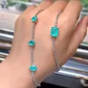 Браслеты с подвесками Paraiba Tourmaline Silver Color Tennis Chain For Women Blue Green Zircon Cocktail Party Fine Jewelry