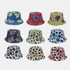 Chapéus largos da borda Moda reversível Spring Summer Summer Bucket Hat Men Mulheres Streetwear Leopard Print