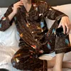 Men's Sleepwear Pajamas Suit Lovers' Print Nightwear Casual 2PCS Pijamas Set Sleepwear Satin Intimate Lingerie Nightgown Men Pyjamas Home Wear 230311