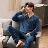 Vêtements de nuit pour hommes 6XL complet coton Pijama pour hommes 2 pièces vêtements de nuit de salon Pyjamas Plaid automne robe de lit vêtements de maison homme PJs pur coton pyjamas ensemble 230311