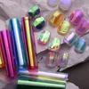 Adesivos decalques 4cm*100m aurora celofane unhas papel de vidro papel arco -íris folhas de tendência de unhas cubo de gelo cubo coreano manicure diy unhas decoração 230310