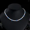 Łańcuchy Beaqueen Trend Jewelry dla kobiet Niebieska szkliwa duża markizowa kroja CZ okrągły tenis hippop koktajlowe naszyjniki N029