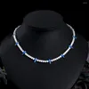 Catene BeaQueen Trend Neck Gioielli per donna Smalto blu Grande taglio marquise CZ Round Tennis HipPop Cocktail Party Collane N029