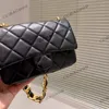 패션 두꺼운 체인 겨드랑이 가방 블랙 클래식 핸드백 대용량 다이아몬드 격자 골드 톤 금속 체인 여성 럭셔리 디자이너 야외 휴대용 동전 지갑 20cm