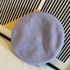 Bergen 2023 Oktagonale Mütze Damen Sommer Seidengestricke dünne Sboy Maler Farbe Atmungsaktiv gewebte Beret Mesh Hut