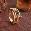 Wedding Rings European And American Fashion Luxury Source Court Vintage Italian Brushed Noodle Cloth Chic Style Square Color Diamond Opening