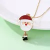 Pendanthalsband Trendiga jul för kvinnor Emalj Santa Claus Snowman Tree Necklace Delicate Xmas Party Jewelry Gift