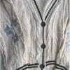 حياكة النساء المحملات الخريف Tay Star المطرزة Cardigan lor vneck سترة متبكلة أزياء دافئة swif t beige العطلة 230311