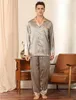 Mäns Sleepwear Home Comfort Men Nightwear Euro/US Size Long Sleeve Pyjamas Soving Huskörning Silk Pyjamas för män Sleepwear Mens Pyjama Set 230311