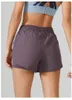LL Womens Yoga Shorts tränar korta byxor Dubbelskikt Fitness Wear Girls Running Elastic Female Pants Sportwear YD183