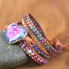 Charm Bracelets Romantic Spiritual Chakra Leather Wrap Bracelets W Mix Stone Heart Shape 5 Strands Bracelet Classic Jewelry Bijoux Drop 230310