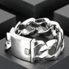 31 mm tung geometrisk trängsel kubansk länkkedja armband smycken punk rock män mode trendig bred charm armband män rostfritt stål cykel cyklist armband