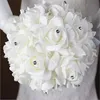 1Pcs Ivory New Bridesmaid Wedding Decoration Foam Flowers Rose Bridal Bouquet White Satin Romantic Wedding Bouquet Cheap 236q