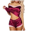 Vêtements de nuit pour femmes femmes Sexy ensemble de pyjamas Patchwork Spaghetti sangle Lingerie costume décontracté col en v femme vêtements de nuit pyjama Shorts