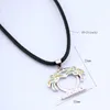 Pendant Necklaces Fashion Silver Plated Bohemia Women Birthday Party Fire Opal Leather Cord Rope Chain Necklace OP050
