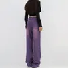 Damskie dżinsy fioletowe workowane workowate dżinsy Y2K jesienne zimowe ubrania vintage proste dżinsowe spodnie femme swobodne spodnie na nogi 230311