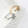 Backs Earrings 2023 Summer Crystal Clip Fashion Decoration Gold Metal Flower Without Piercing For Women Girls Jewerly Gifts