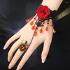 Bangle armband kanten ring steampunk polsband retro ketting bruids vinger dames slaven bloem bloemen gotische set ringen