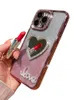 حالة هاتف راينستون بريق فاخر مع Love Heart Makeup Mirror لـ iPhone 14 Pro Max 13 12 11 XS XR 8 7 Fashion Ladies Diamond Cover Cover Froofchproof Anti Drop