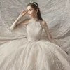 Dubai Arabska suknia balowa suknie ślubne plus ukochane bez pleców kryształowe szachgo pociąg nośne Bling luksusowe koraliki z długim rękawem cekiny śr.
