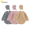 Barboteuses ma bébé 0-18M né Infant Toddler Bébé Fille Garçon Barboteuses Chaud Tricot Combinaison À Manches Longues Doux Tenues Chapeaux Vêtements 230311