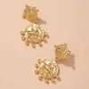 Boucles d'oreilles pendantes TARCLIY Vintage exagéré baroque tête humaine cheval chevalier métal pièce boucle d'oreille petites perles gland goutte femmes bijoux