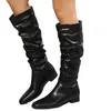 Laarzen winter lange knie high laarzen mode puntige teen vierkant hiel casual dames schoenen retro vrouwelijke ridder laarzen botas de mujer 230311