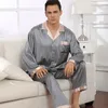 Mäns Sleepwear Home Comfort Men Nightwear Euro/US Size Long Sleeve Pyjamas Soving Huskörning Silk Pyjamas för män Sleepwear Mens Pyjama Set 230311