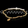 S Simple Square Pearl Feeling paar Bracelet vrouwelijke sieraden klein ontwerp elastisch touw handwar
