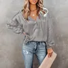 Women's Blouses 2023 losse vrouw casual shirts herfst lange mouw v nek sexy blouse zwarte mode crop tops winter