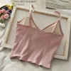 Canotte da donna Canotta da donna Crop Top Bottoni vintage senza cuciture Canotte Canotte corte da donna Intimo Sexy Lingerie Canotta imbottita senza maniche