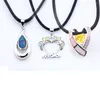 Pendant Necklaces Fashion Silver Plated Bohemia Women Birthday Party Fire Opal Leather Cord Rope Chain Necklace OP050