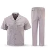 Men's Tracksuits Summer Men Work Uniform Sets Short Sleeve Jacket Slim Cotton Two Pieces Breathable Male Wear Resistant Labor Suits Size 4XL 230311